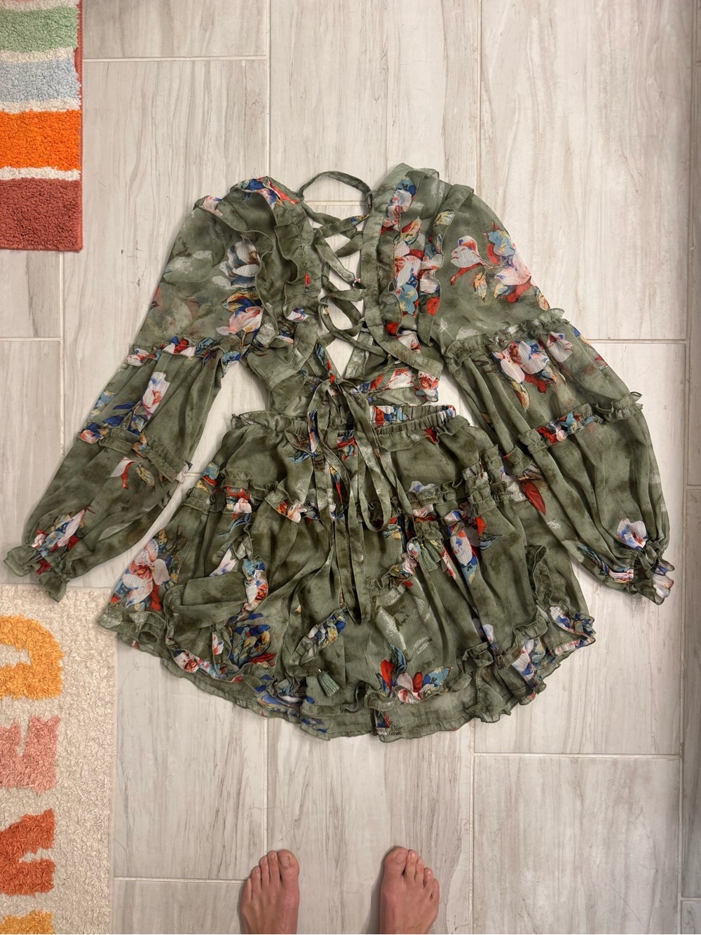 Vici Olive Floral Cutout Mini Dress - Picture 3 of 6